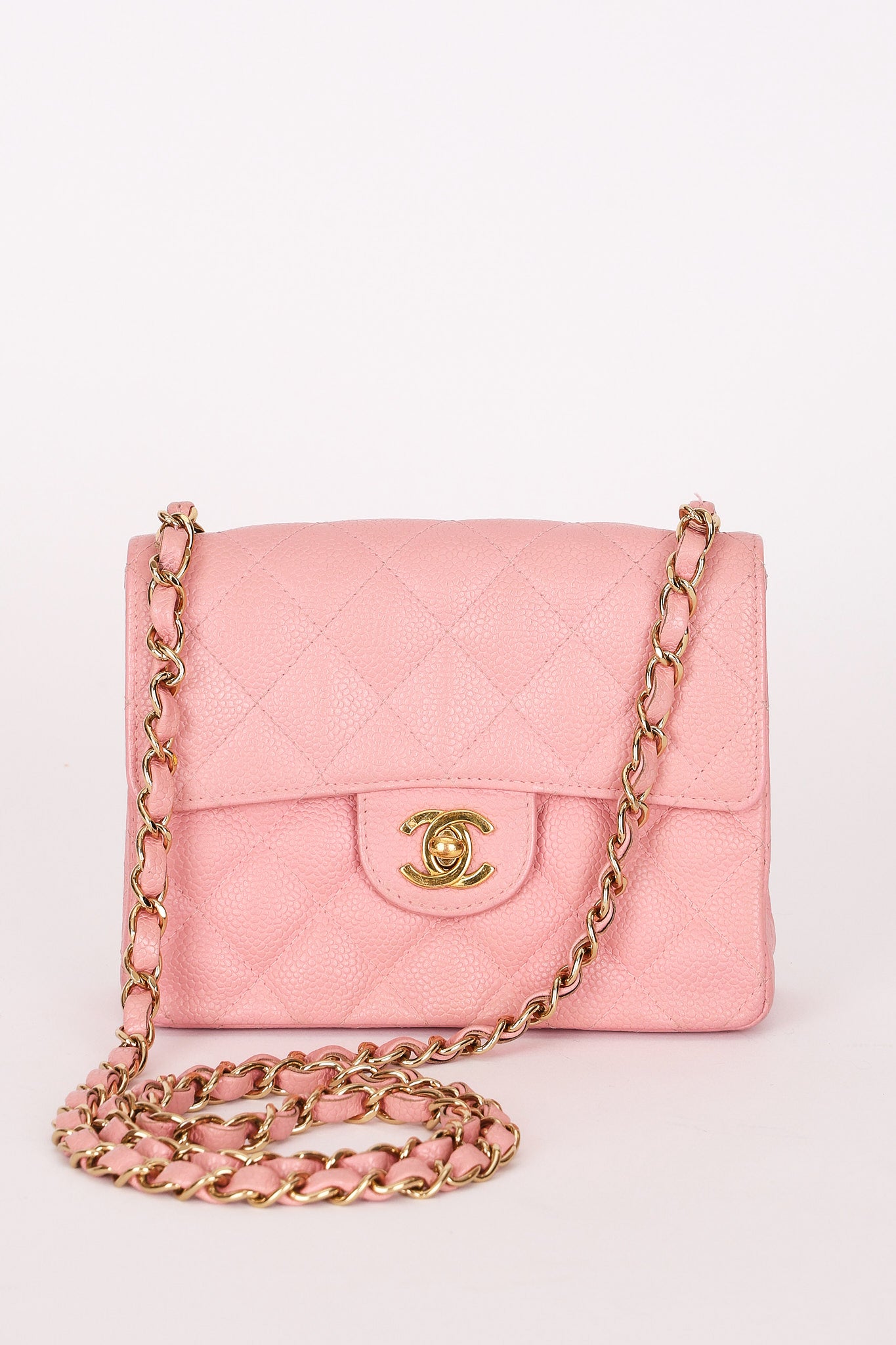 Chanel Mini Square Flap Pink Caviar 24K GP