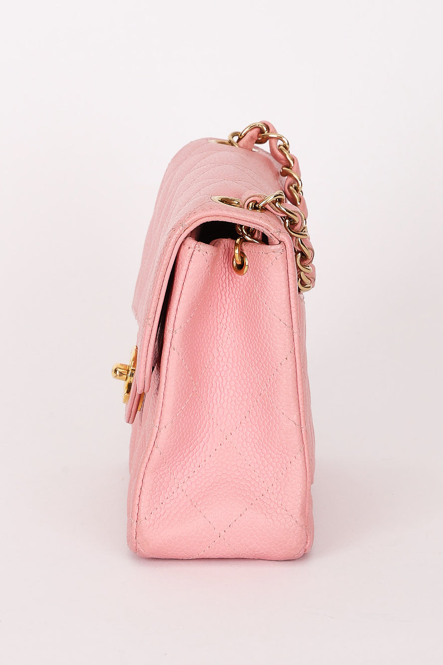 Chanel Mini Square Flap Pink Caviar 24K GP