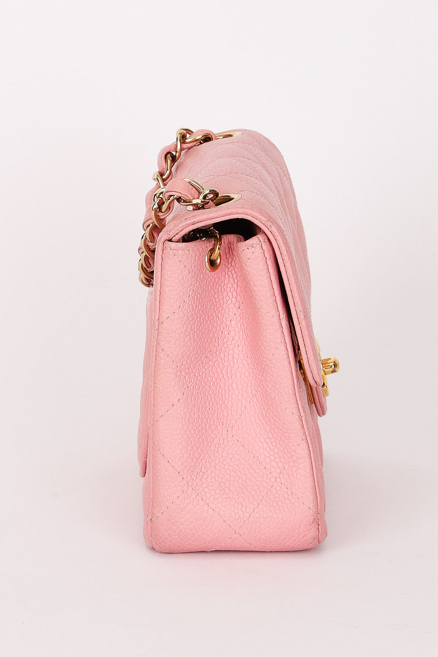Chanel Mini Square Flap Pink Caviar 24K GP