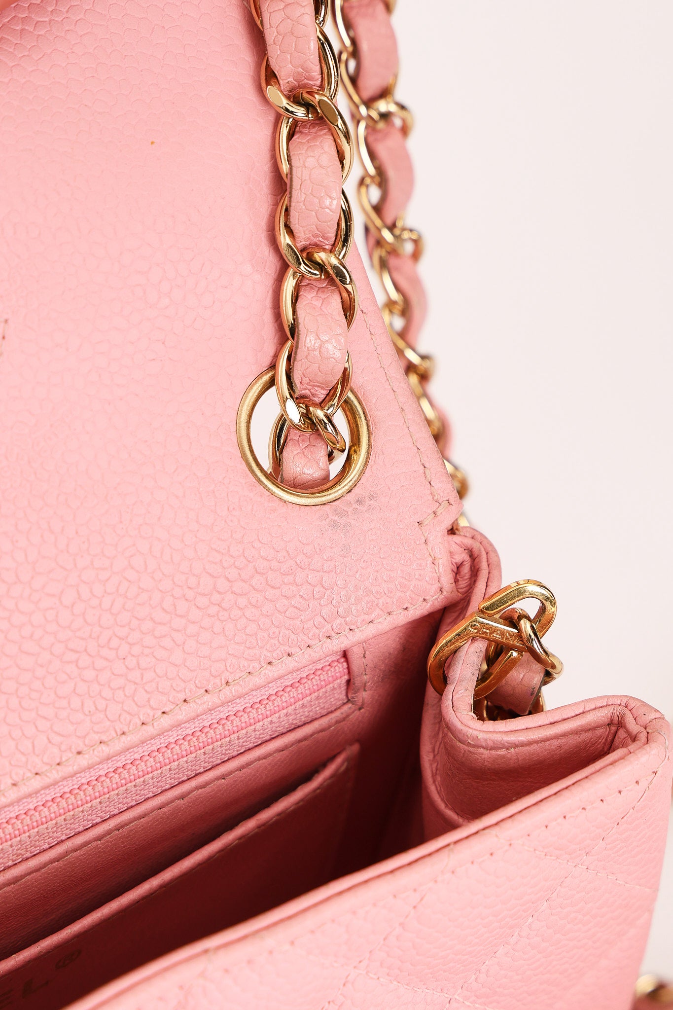 Chanel Mini Square Flap Pink Caviar 24K GP