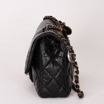 Chanel Medallion Coin Medium Single Flap Black Crinkled Calfskin MMHW