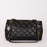 Chanel Medallion Coin Medium Single Flap Black Crinkled Calfskin MMHW
