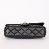 Chanel Medallion Coin Medium Single Flap Black Crinkled Calfskin MMHW