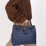 Limited Edition Bottega Veneta Medium Denim and Lambskin Intrecciato Andiamo Bag