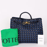 Limited Edition Bottega Veneta Medium Denim and Lambskin Intrecciato Andiamo Bag