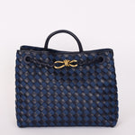 Limited Edition Bottega Veneta Medium Denim and Lambskin Intrecciato Andiamo Bag