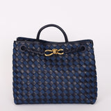 Limited Edition Bottega Veneta Medium Denim and Lambskin Intrecciato Andiamo Bag