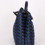 Limited Edition Bottega Veneta Medium Denim and Lambskin Intrecciato Andiamo Bag
