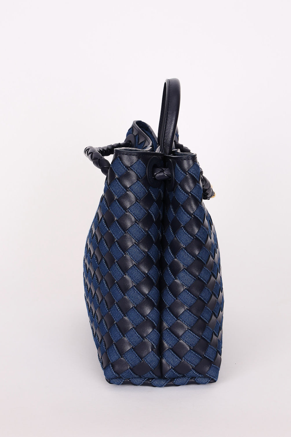 Limited Edition Bottega Veneta Medium Denim and Lambskin Intrecciato Andiamo Bag