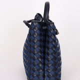 Limited Edition Bottega Veneta Medium Denim and Lambskin Intrecciato Andiamo Bag