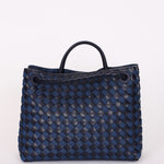 Limited Edition Bottega Veneta Medium Denim and Lambskin Intrecciato Andiamo Bag