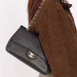 Chanel Medium Naked Classic Double Flap Black Caviar AGHW