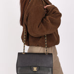 Chanel Medium Naked Classic Double Flap Black Caviar AGHW