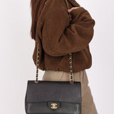 Chanel Medium Naked Classic Double Flap Black Caviar AGHW