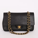 Chanel Medium Naked Classic Double Flap Black Caviar AGHW