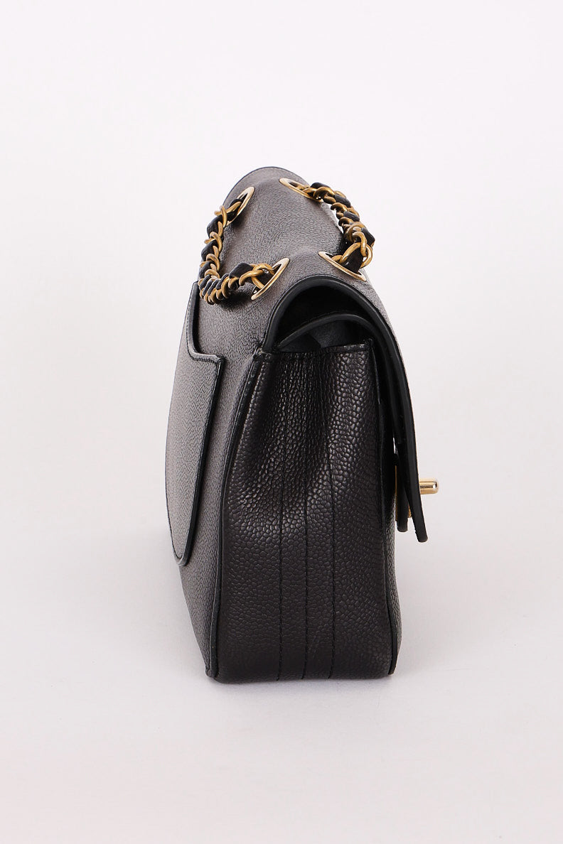 Chanel Medium Naked Classic Double Flap Black Caviar AGHW