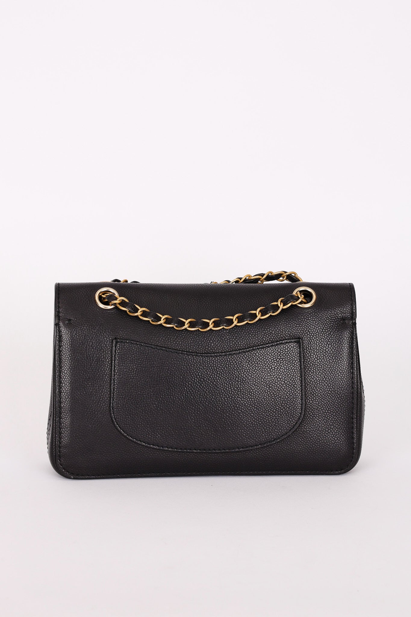 Chanel Medium Naked Classic Double Flap Black Caviar AGHW
