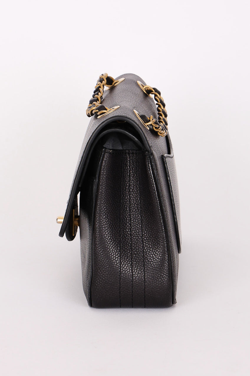 Chanel Medium Naked Classic Double Flap Black Caviar AGHW