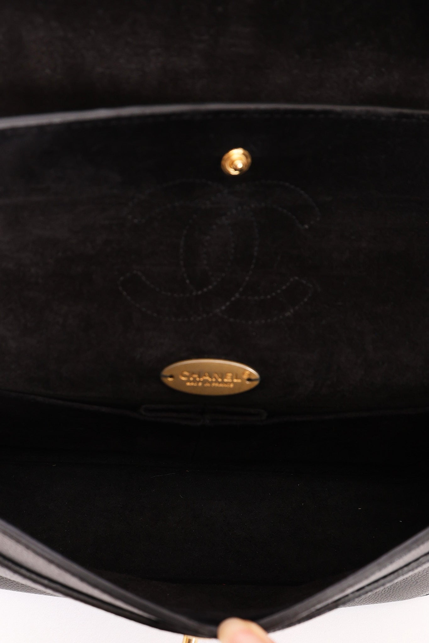 Chanel Medium Naked Classic Double Flap Black Caviar AGHW