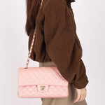 Chanel Medium Classic Double Flap Pink Iridescent Caviar GHW
