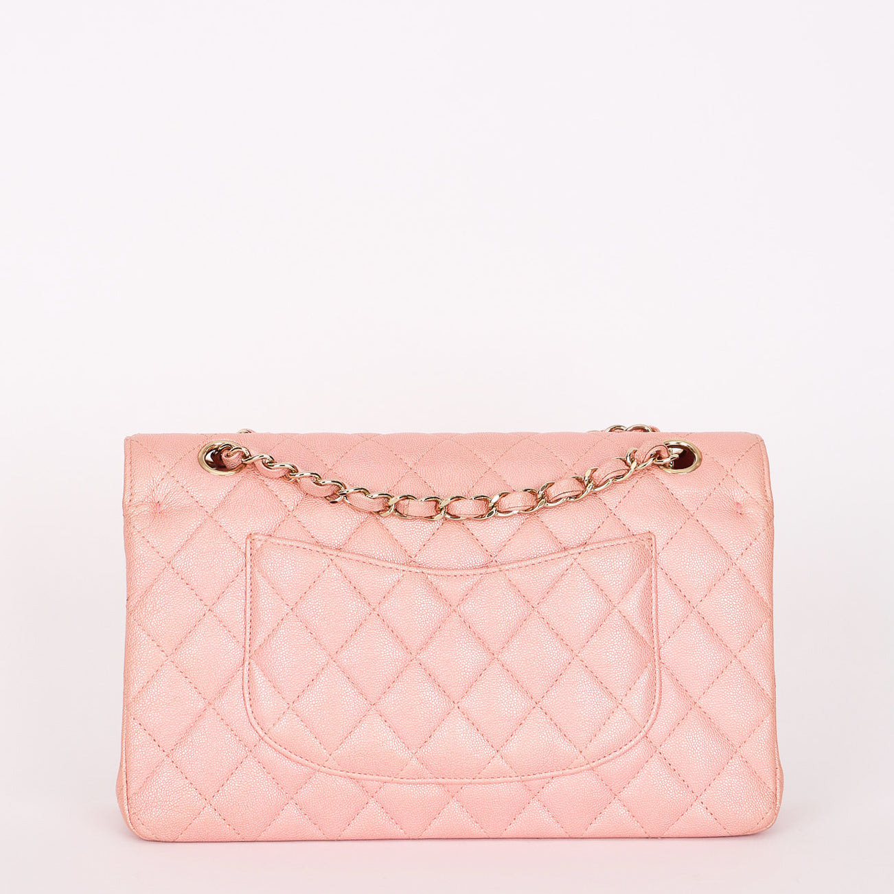 Chanel Medium Classic Double Flap Pink Iridescent Caviar GHW