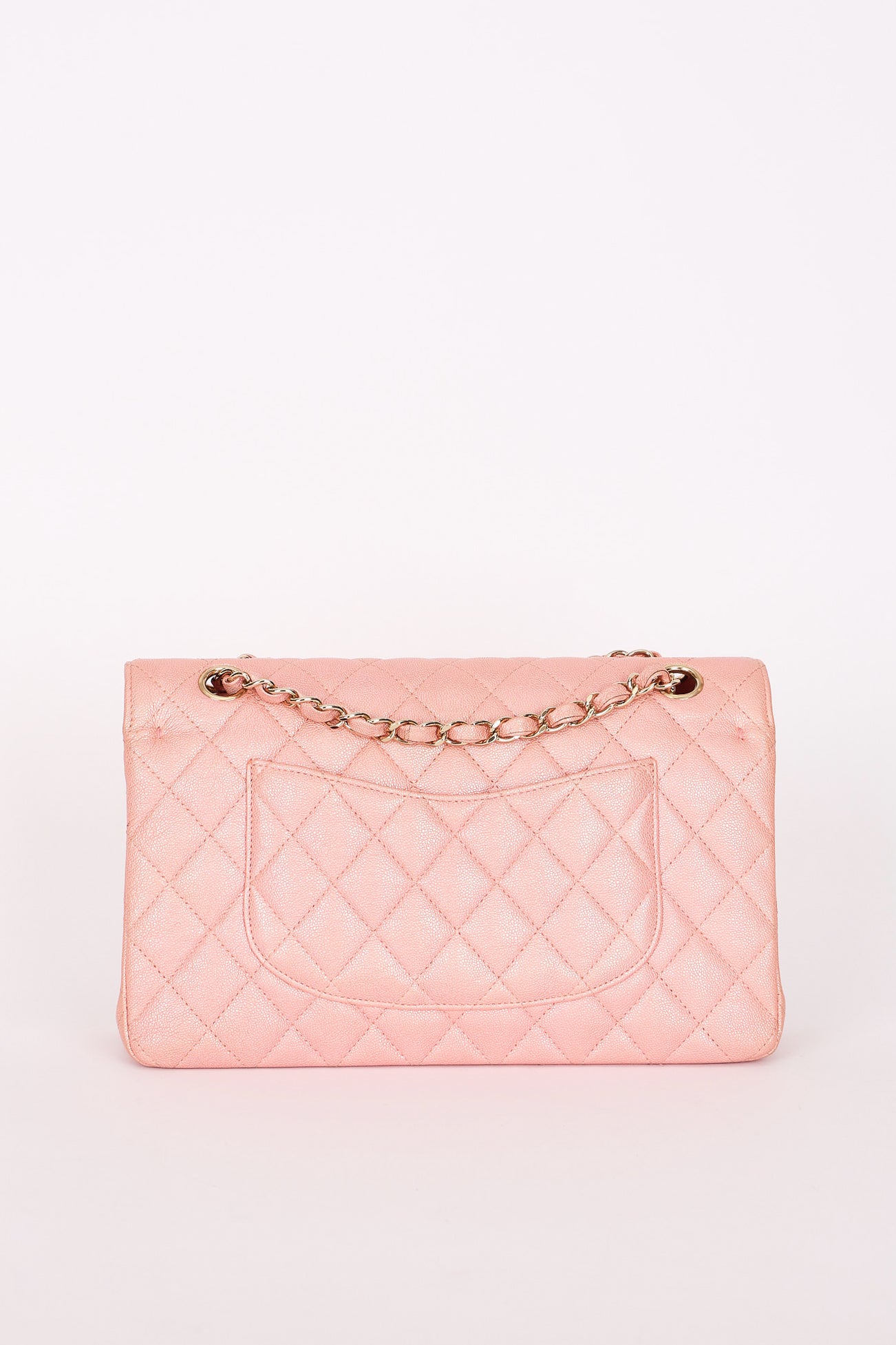 Chanel Medium Classic Double Flap Pink Iridescent Caviar GHW