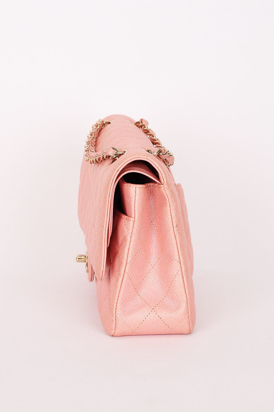 Chanel Medium Classic Double Flap Pink Iridescent Caviar GHW