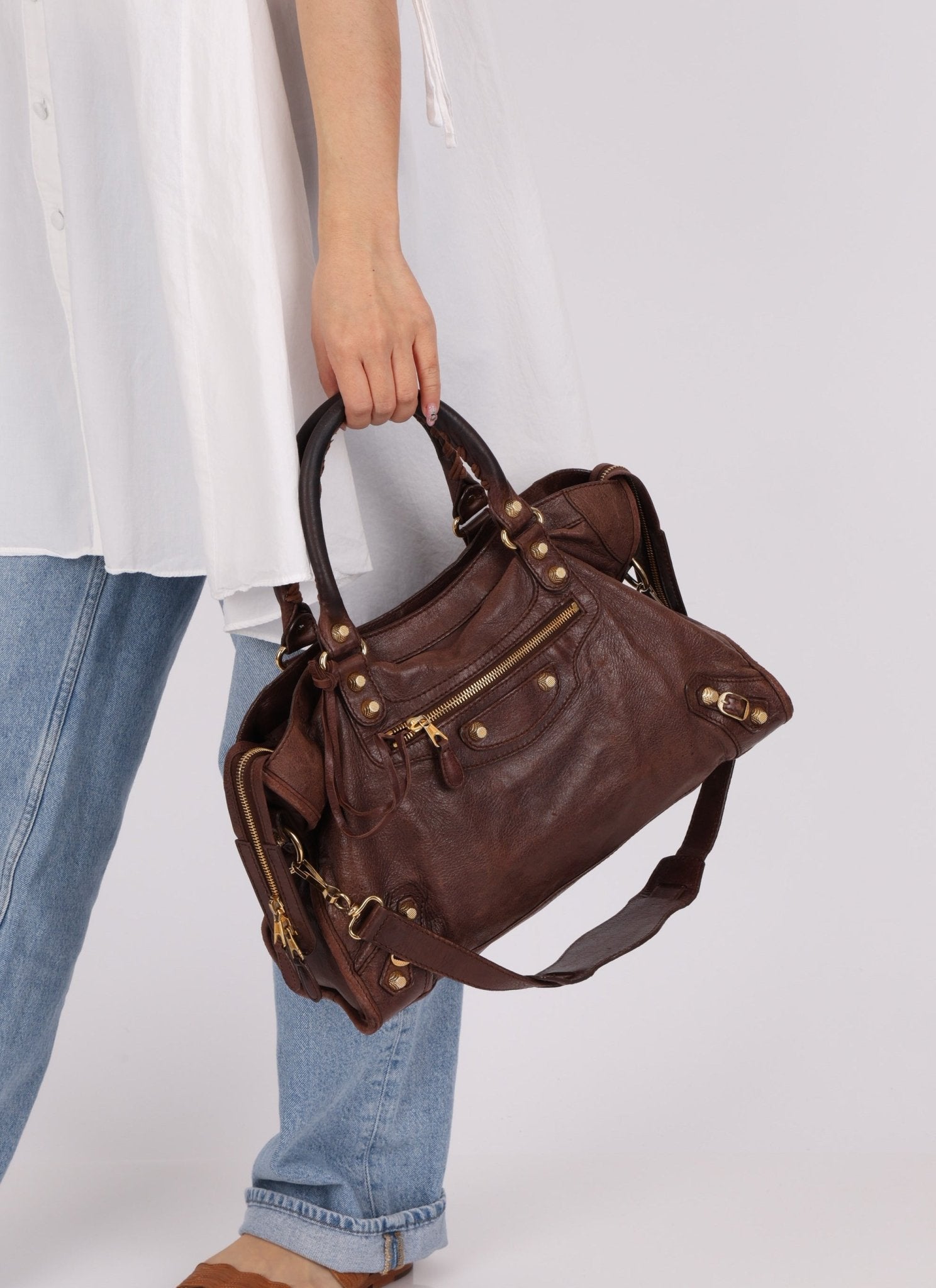 Balenciaga Chocolate City Bag with Mirror - FashioNica