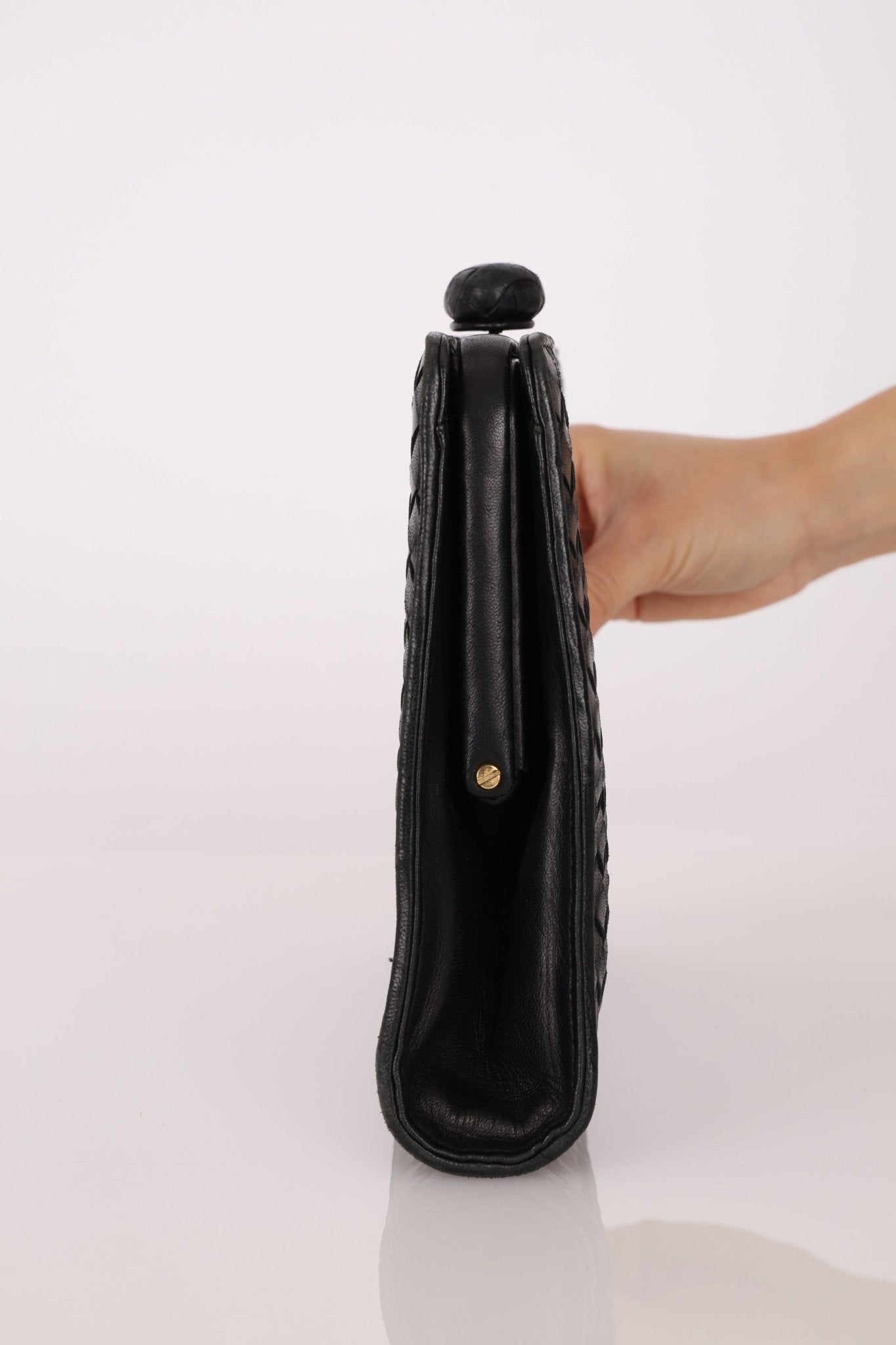 Bottega Veneta 1980s Lambskin Intrecciato French Clutch - FashioNica