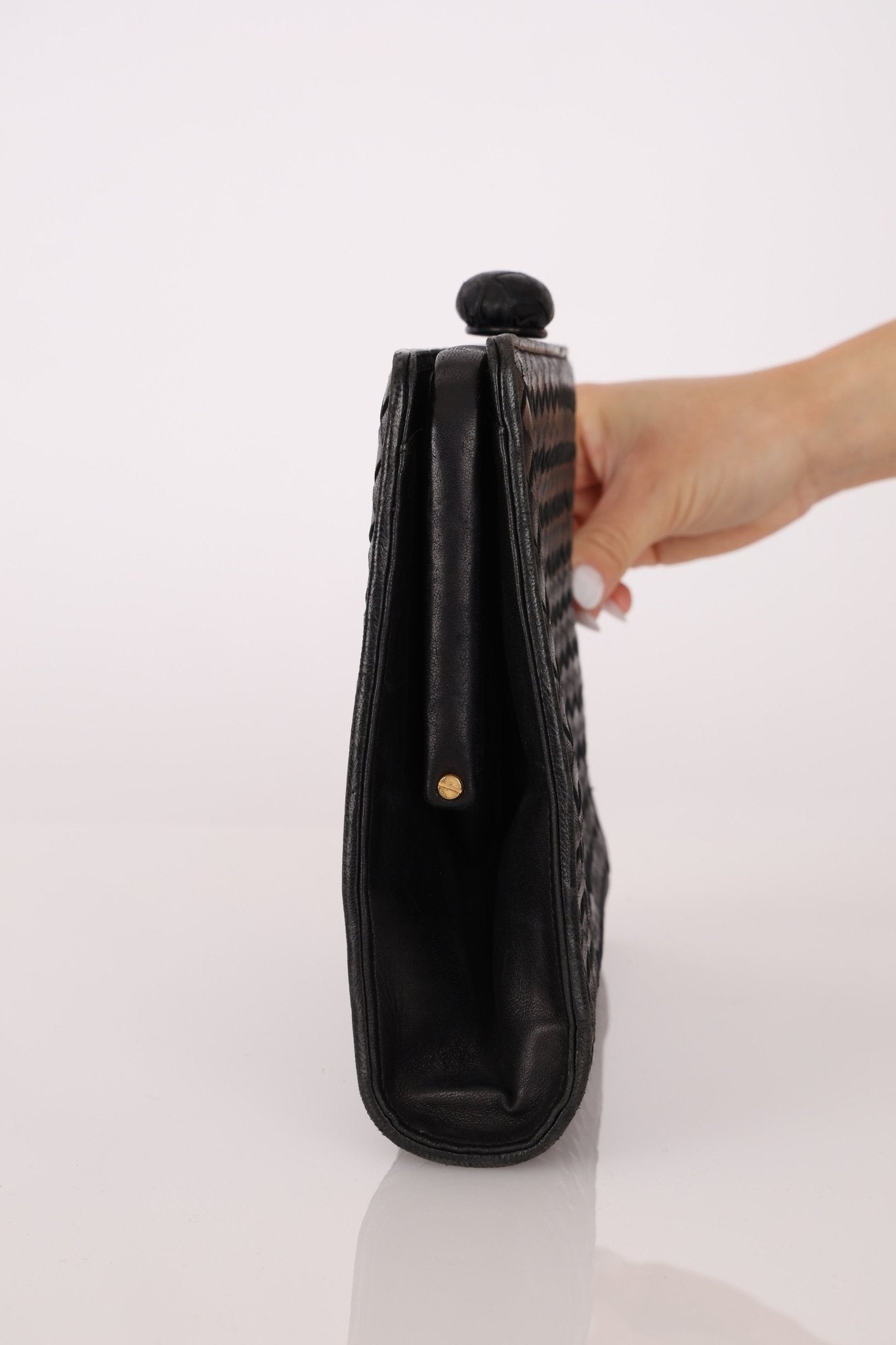 Bottega Veneta 1980s Lambskin Intrecciato French Clutch - FashioNica