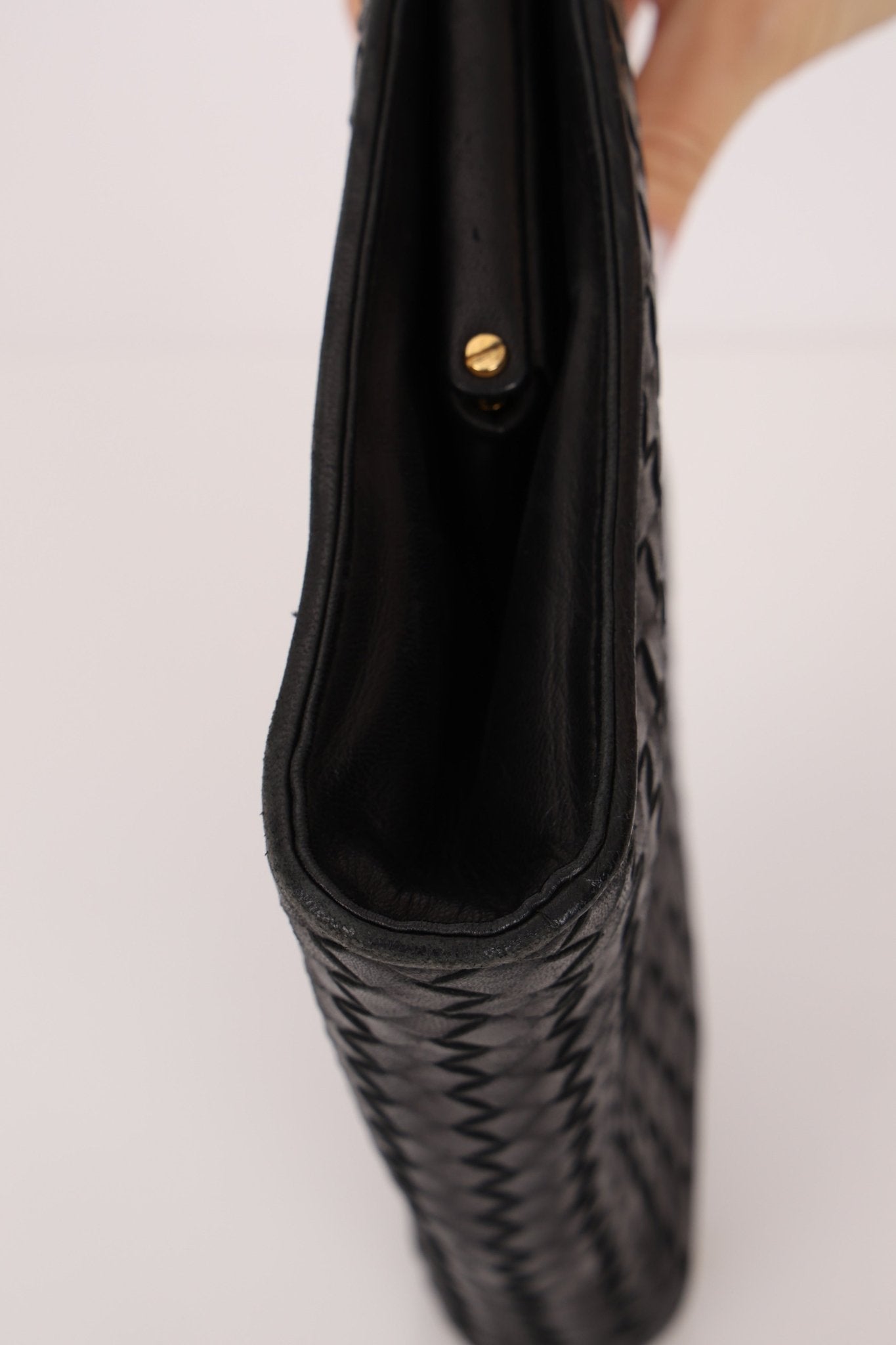 Bottega Veneta 1980s Lambskin Intrecciato French Clutch - FashioNica