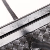 Bottega Veneta Black Intrecciato Frame East West Shoulder Bag - FashioNica