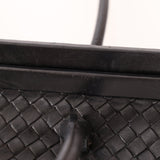 Bottega Veneta Black Intrecciato Frame East West Shoulder Bag - FashioNica