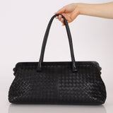 Bottega Veneta Black Intrecciato Frame East West Shoulder Bag - FashioNica