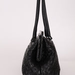 Bottega Veneta Black Intrecciato Frame East West Shoulder Bag - FashioNica