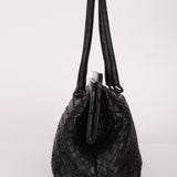 Bottega Veneta Black Intrecciato Frame East West Shoulder Bag - FashioNica
