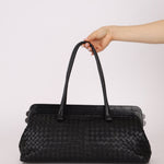 Bottega Veneta Black Intrecciato Frame East West Shoulder Bag - FashioNica
