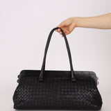 Bottega Veneta Black Intrecciato Frame East West Shoulder Bag - FashioNica