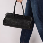 Bottega Veneta Black Intrecciato Frame East West Shoulder Bag - FashioNica