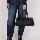 Bottega Veneta Black Intrecciato Frame East West Shoulder Bag - FashioNica
