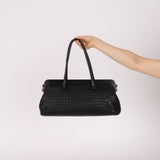 Bottega Veneta Black Intrecciato Frame East West Shoulder Bag - FashioNica