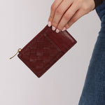 Bottega Veneta Bordeaux Intrecciato Card Case - FashioNica