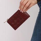 Bottega Veneta Bordeaux Intrecciato Card Case - FashioNica