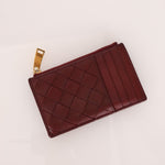 Bottega Veneta Bordeaux Intrecciato Card Case - FashioNica