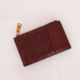 Bottega Veneta Bordeaux Intrecciato Card Case - FashioNica