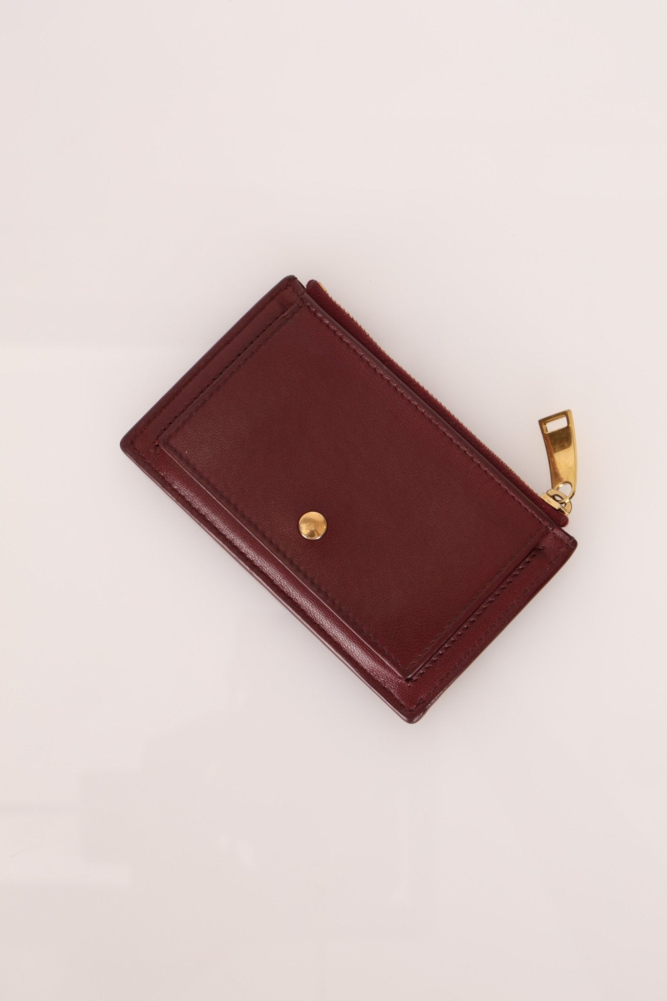 Bottega Veneta Bordeaux Intrecciato Card Case - FashioNica