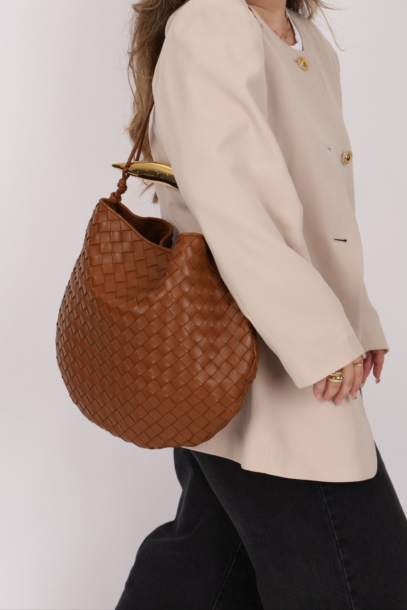 Bottega Veneta Brown Intrecciato Medium Sardine with Strap - FashioNica