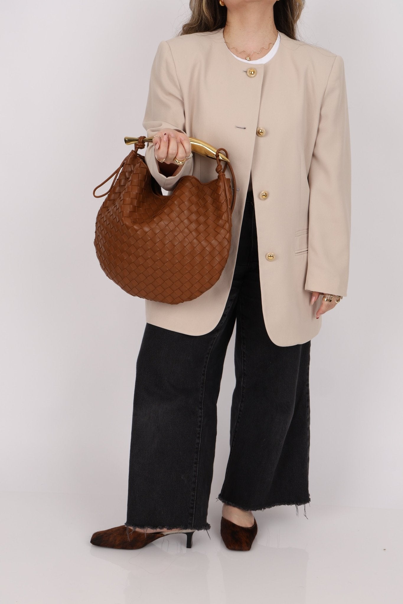 Bottega Veneta Brown Intrecciato Medium Sardine with Strap - FashioNica