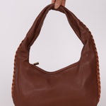Bottega Veneta Cervo Braided Chocolate Soft Pebbled Mini Hobo - FashioNica