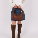 Bottega Veneta Cervo Braided Chocolate Soft Pebbled Mini Hobo - FashioNica